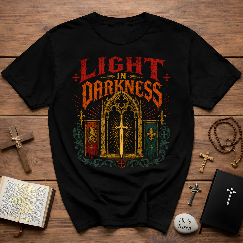 Light In Darkness Medieval Sword T-Shirt
