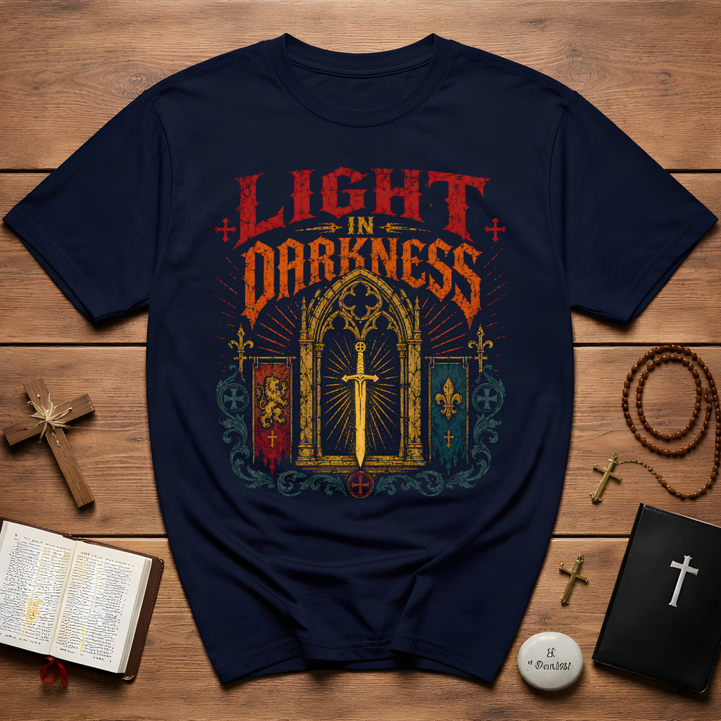 Light In Darkness Medieval Sword T-Shirt