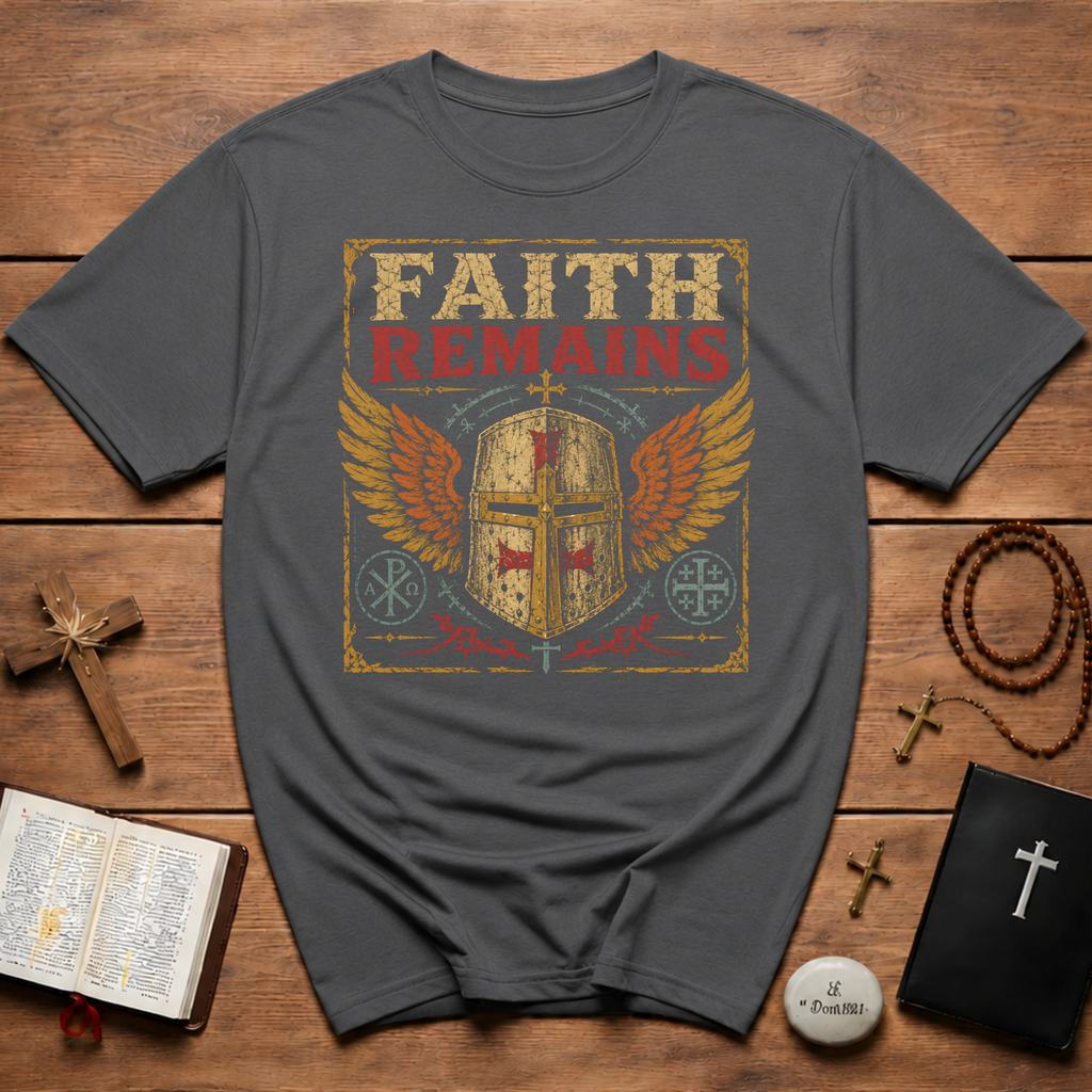 Faith Remains Crusader Helmet T-Shirt