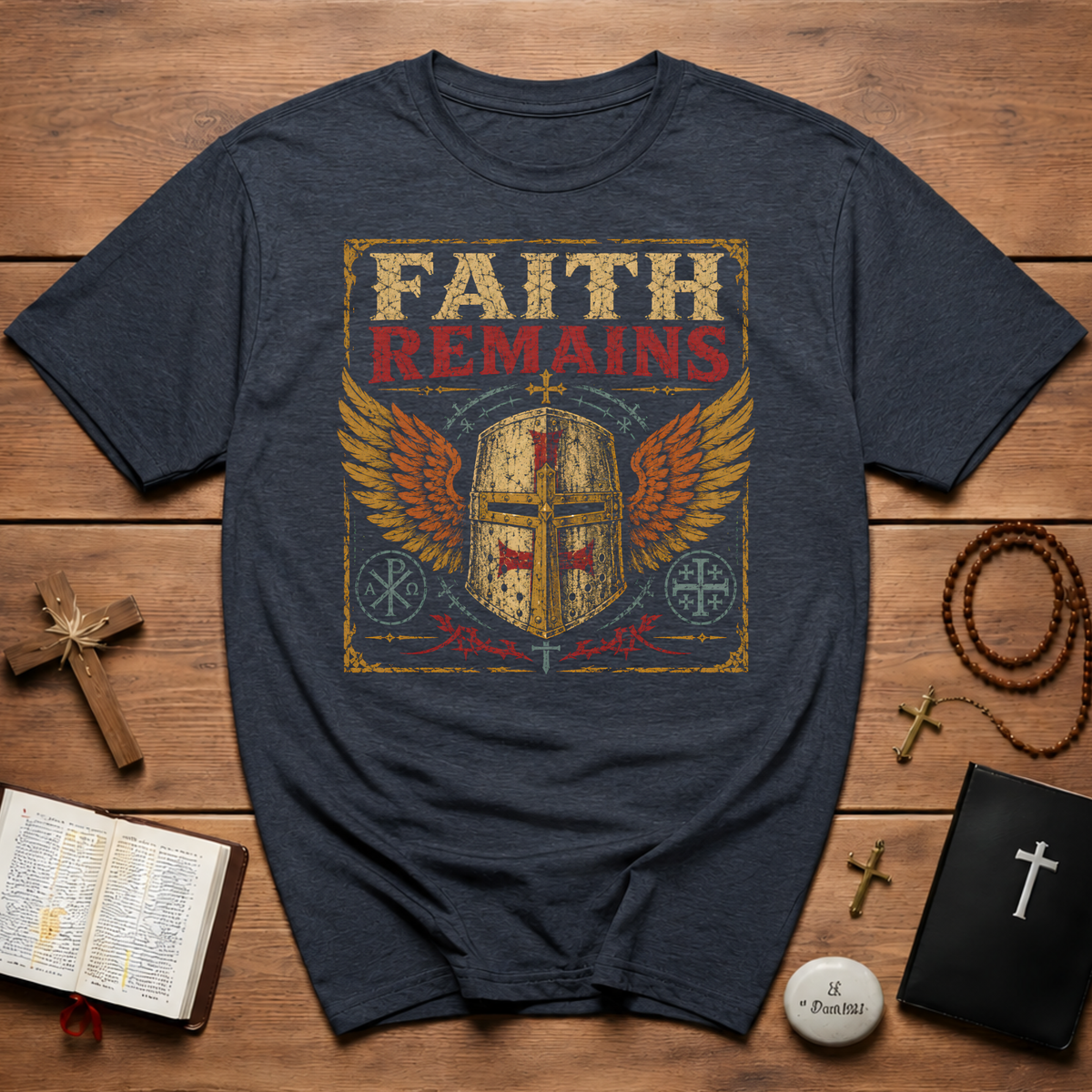 Faith Remains Crusader Helmet T-Shirt