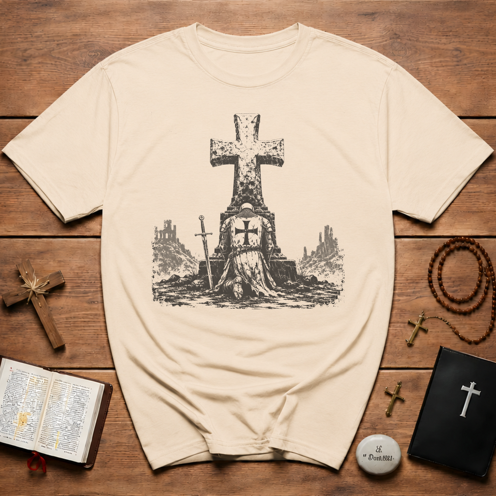 Templar Knight Kneeling In Prayer T-Shirt