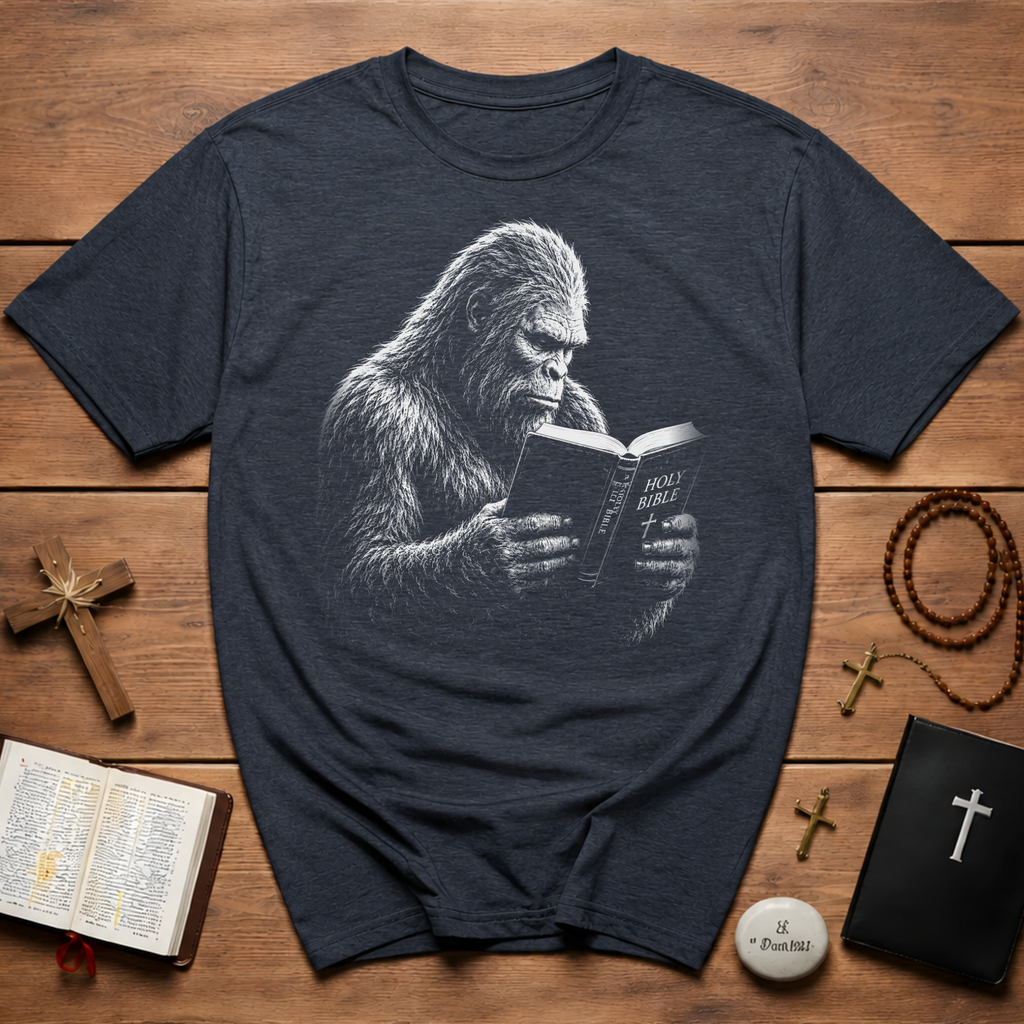 Holy Bible Reading Bigfoot Sasquatch T-Shirt