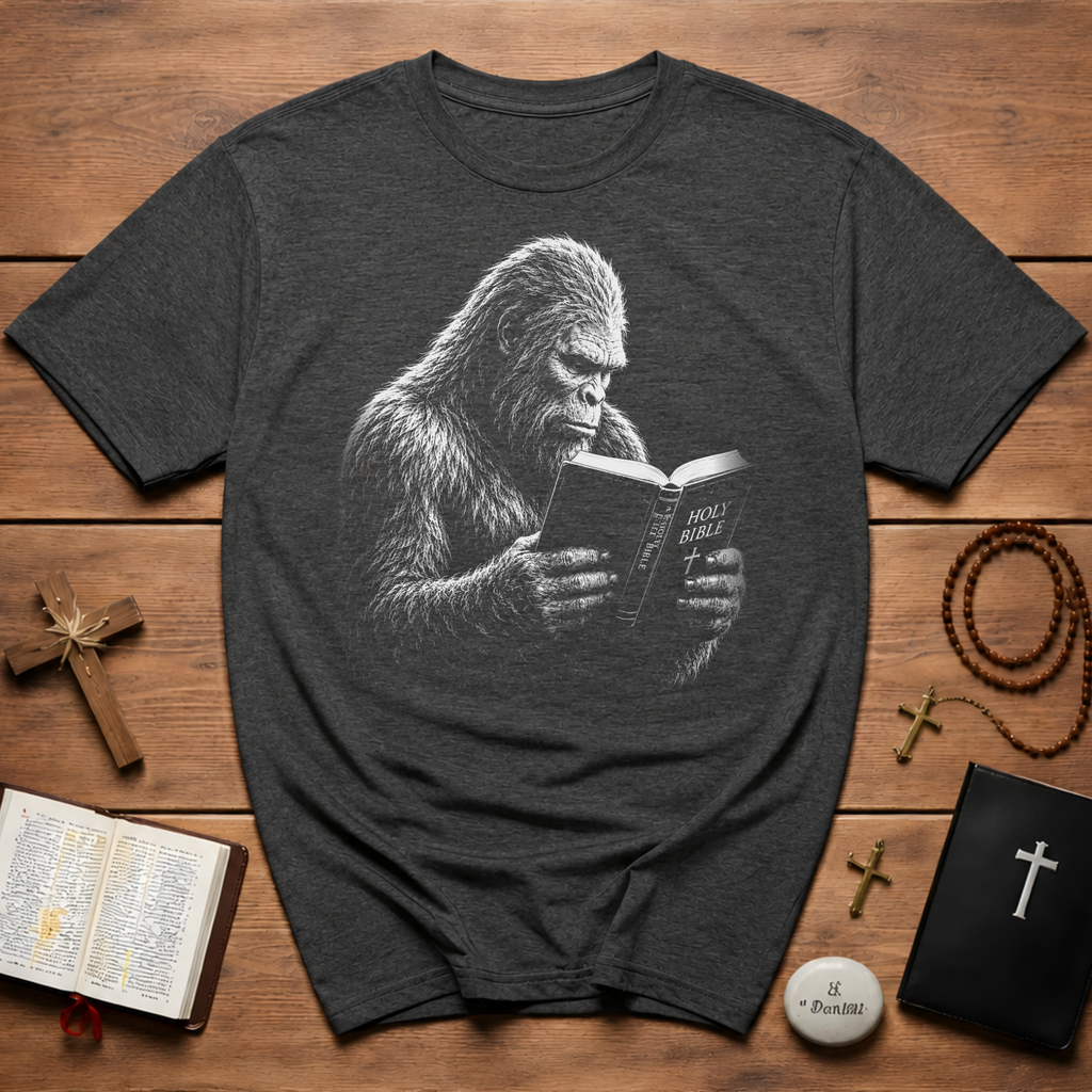 Holy Bible Reading Bigfoot Sasquatch T-Shirt
