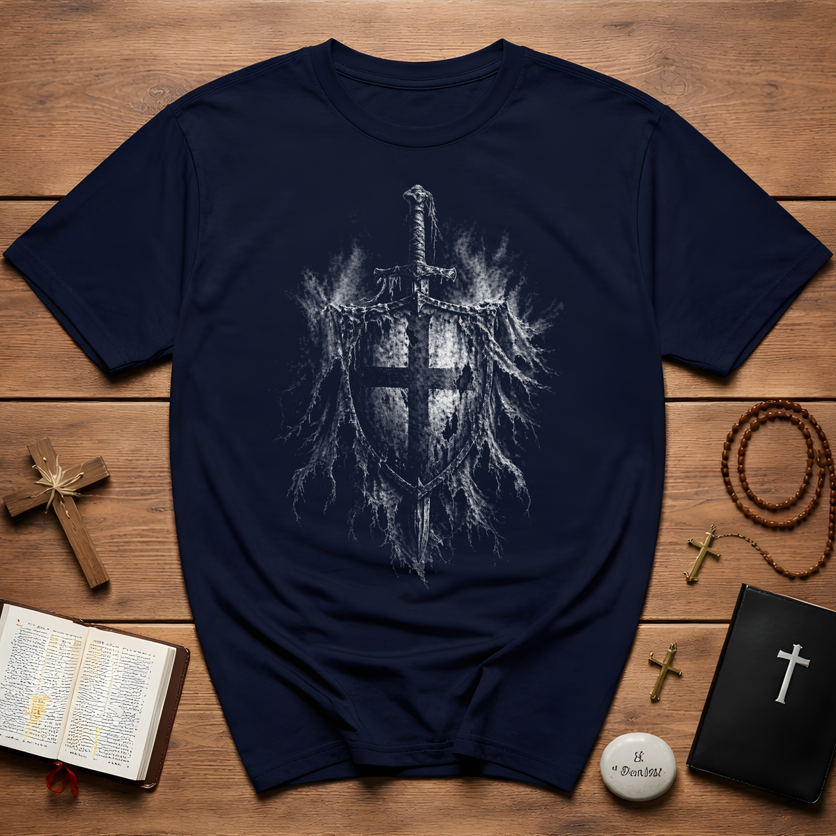 Templar Knight Sword And Shield T-Shirt