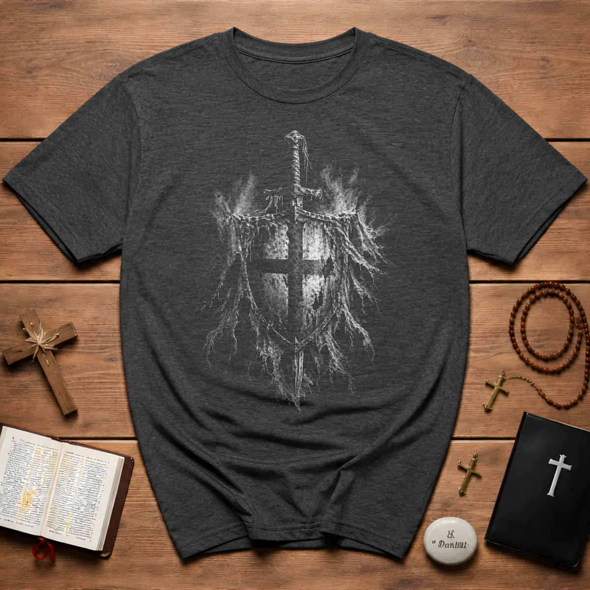 Templar Knight Sword And Shield T-Shirt