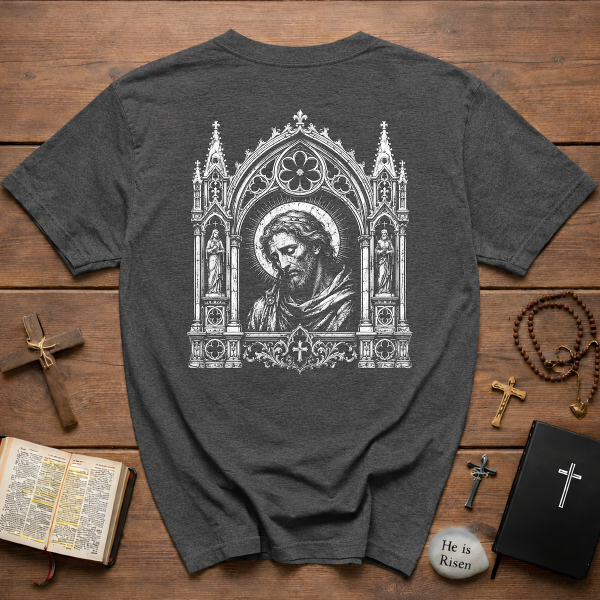 Gothic Sacred Christ Icon BACKPRINT  T-Shirt