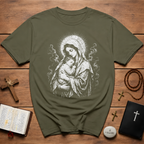 Virgin Mary And Baby Jesus Religious Icon BACKPRINT T-Shirt