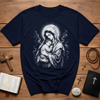 Virgin Mary And Baby Jesus Religious Icon BACKPRINT T-Shirt