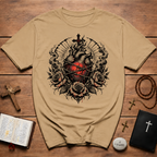 Sacred Heart Dark Roses Anatomical Heart T-Shirt