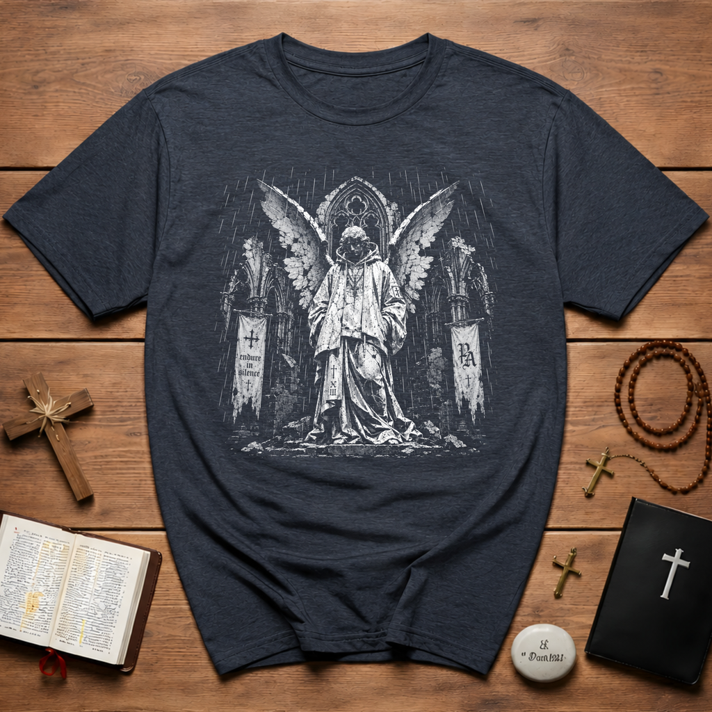 Fallen Gothic Angel In Ruined Cathedral T-Shirt