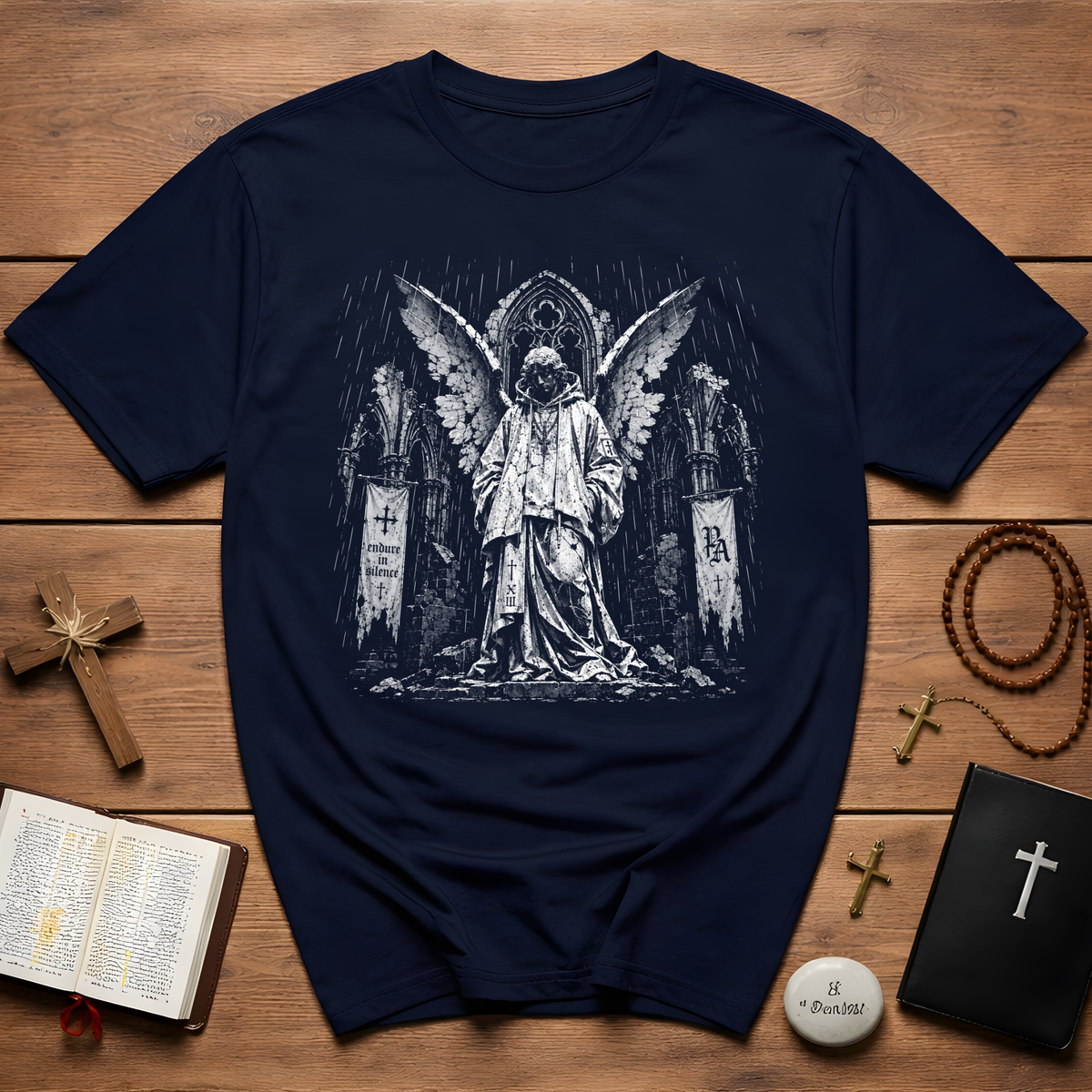 Fallen Gothic Angel In Ruined Cathedral T-Shirt