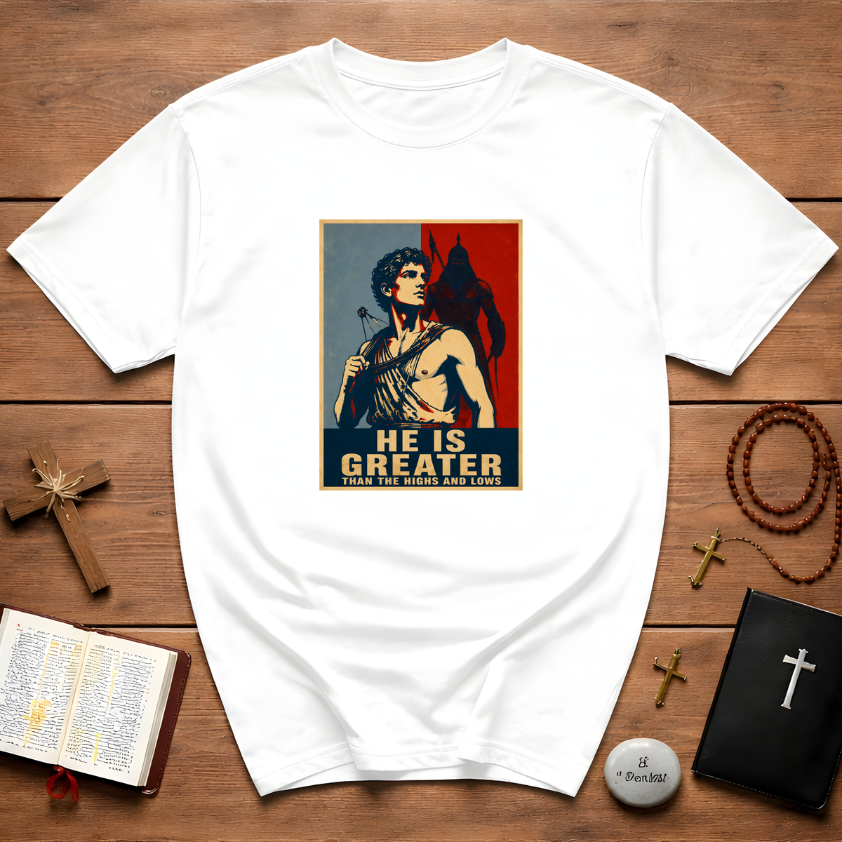 He Is Greater Retro Poster T-Shirt
