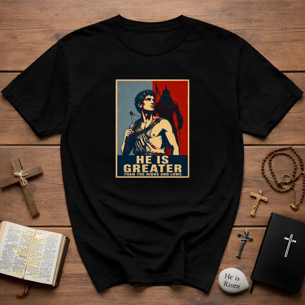 He Is Greater Retro Poster T-Shirt