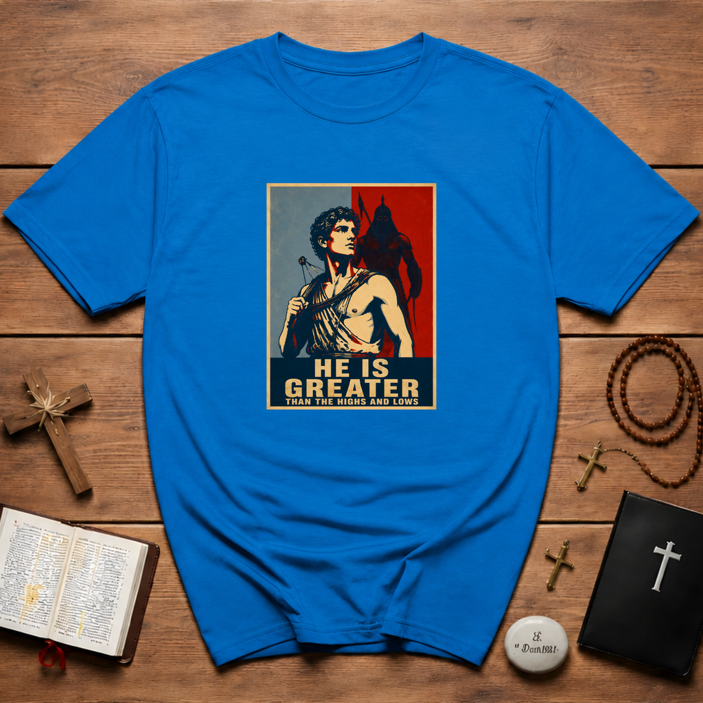 He Is Greater Retro Poster T-Shirt