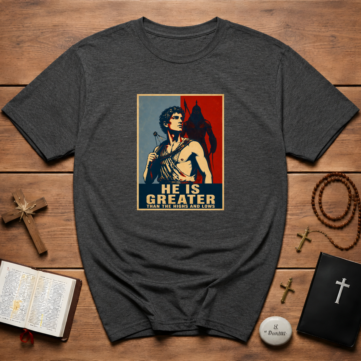 He Is Greater Retro Poster T-Shirt