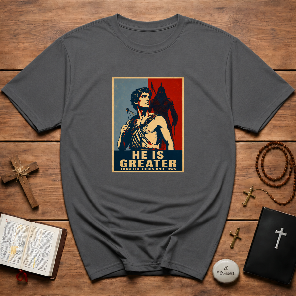 He Is Greater Retro Poster T-Shirt