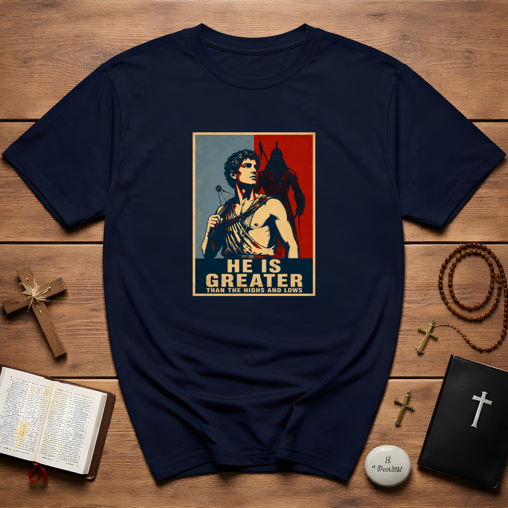 He Is Greater Retro Poster T-Shirt