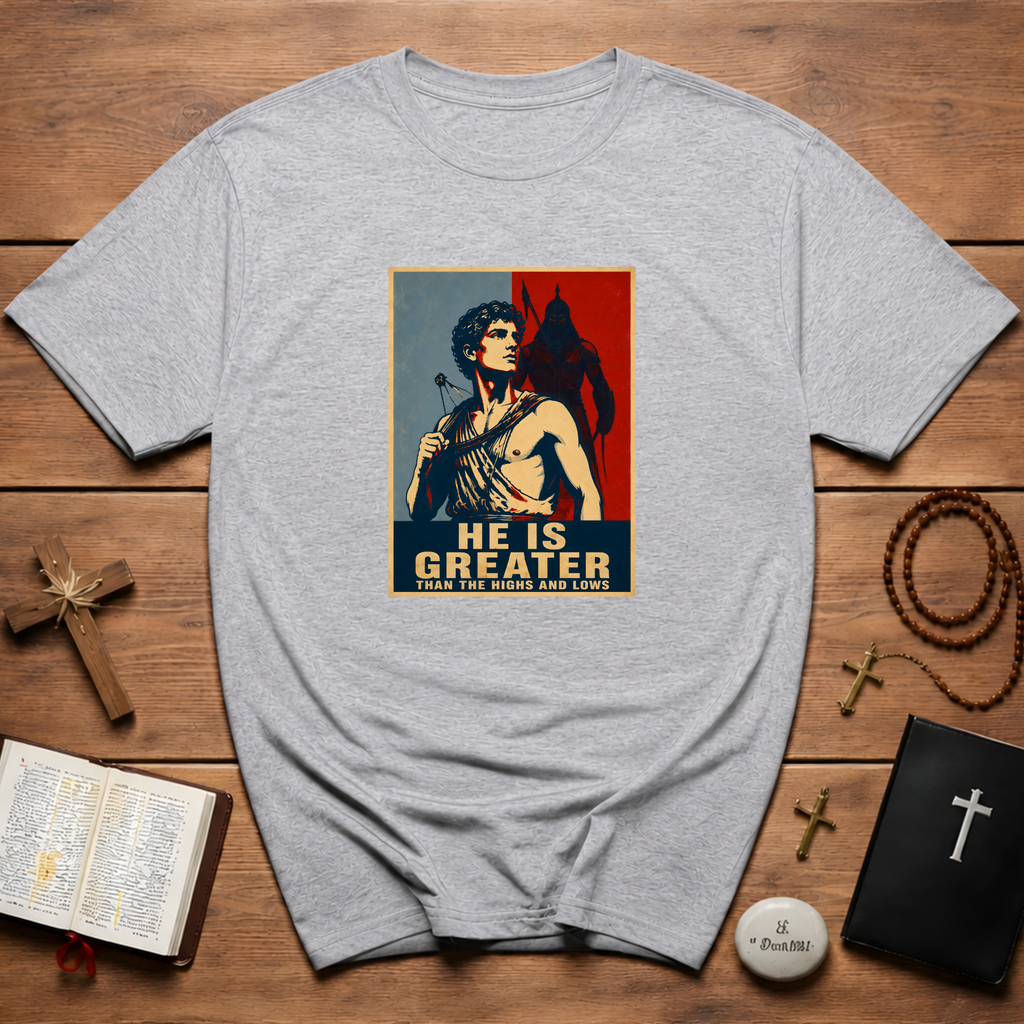 He Is Greater Retro Poster T-Shirt