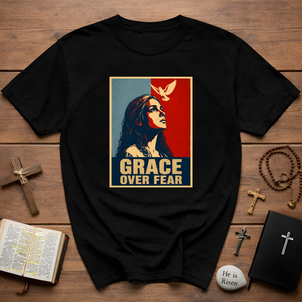Grace Over Fear Retro Poster T-Shirt