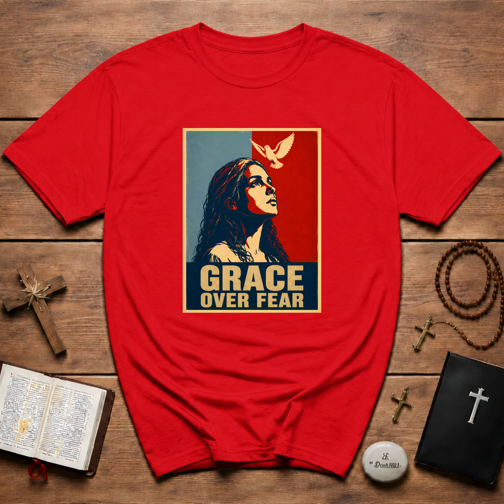 Grace Over Fear Retro Poster T-Shirt