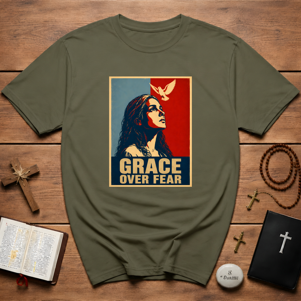 Grace Over Fear Retro Poster T-Shirt