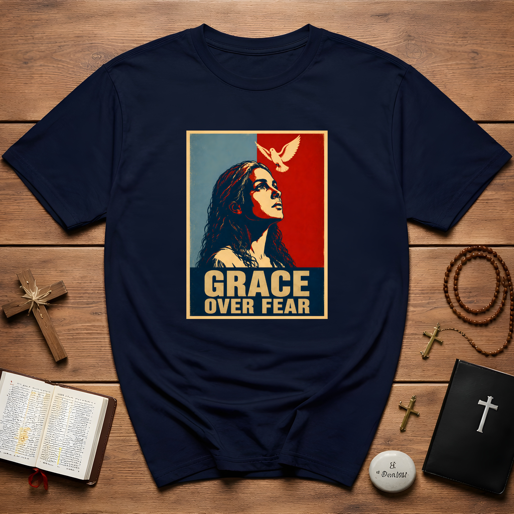 Grace Over Fear Retro Poster T-Shirt