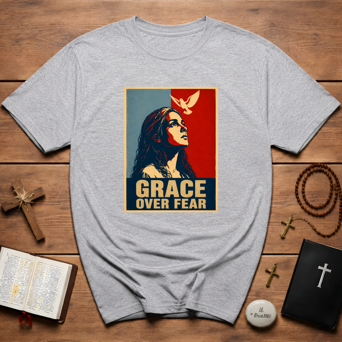 Grace Over Fear Retro Poster T-Shirt