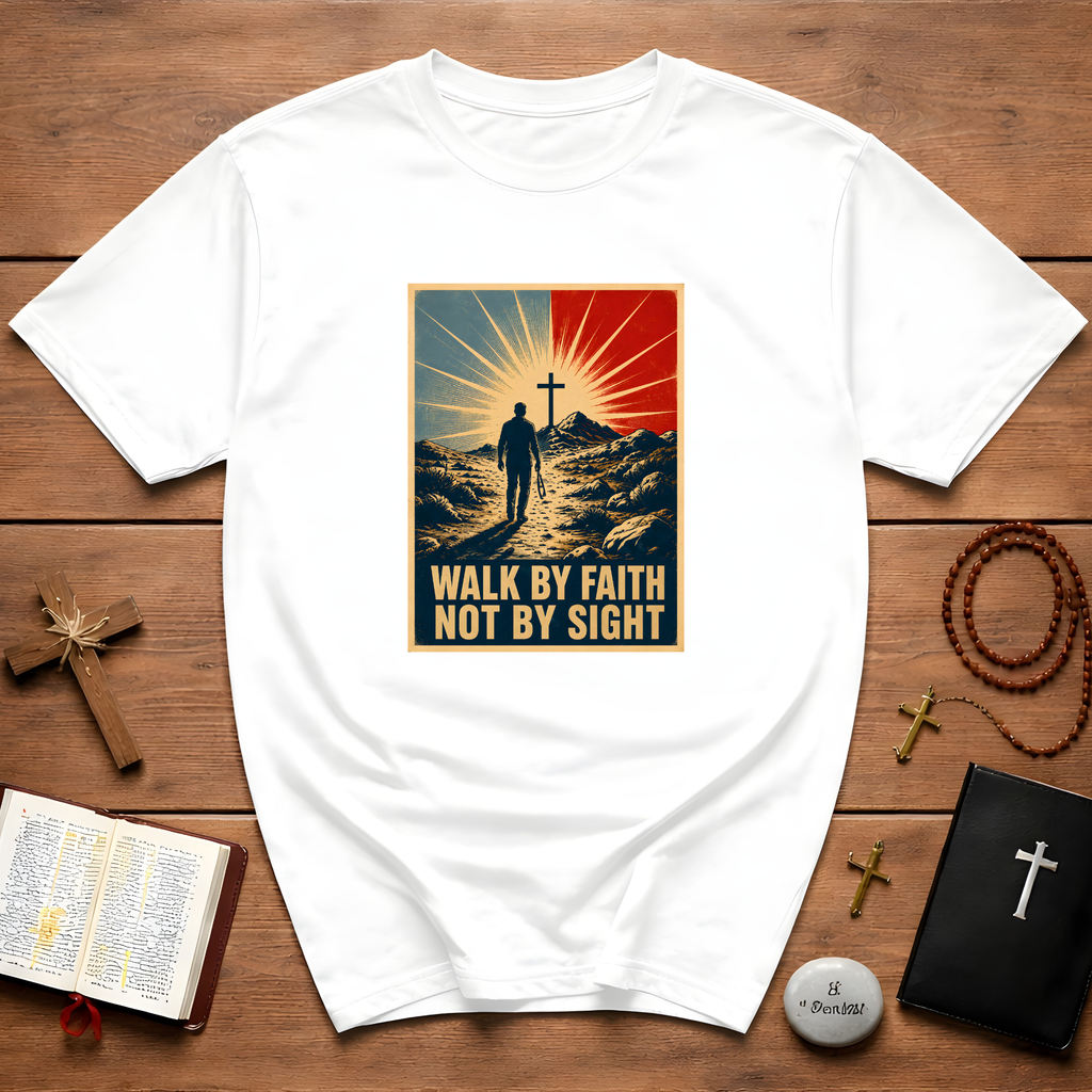 Walk By Faith Not By Sight Retro Poster T-Shirt