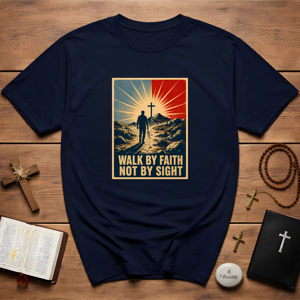 Walk By Faith Not By Sight Retro Poster T-Shirt