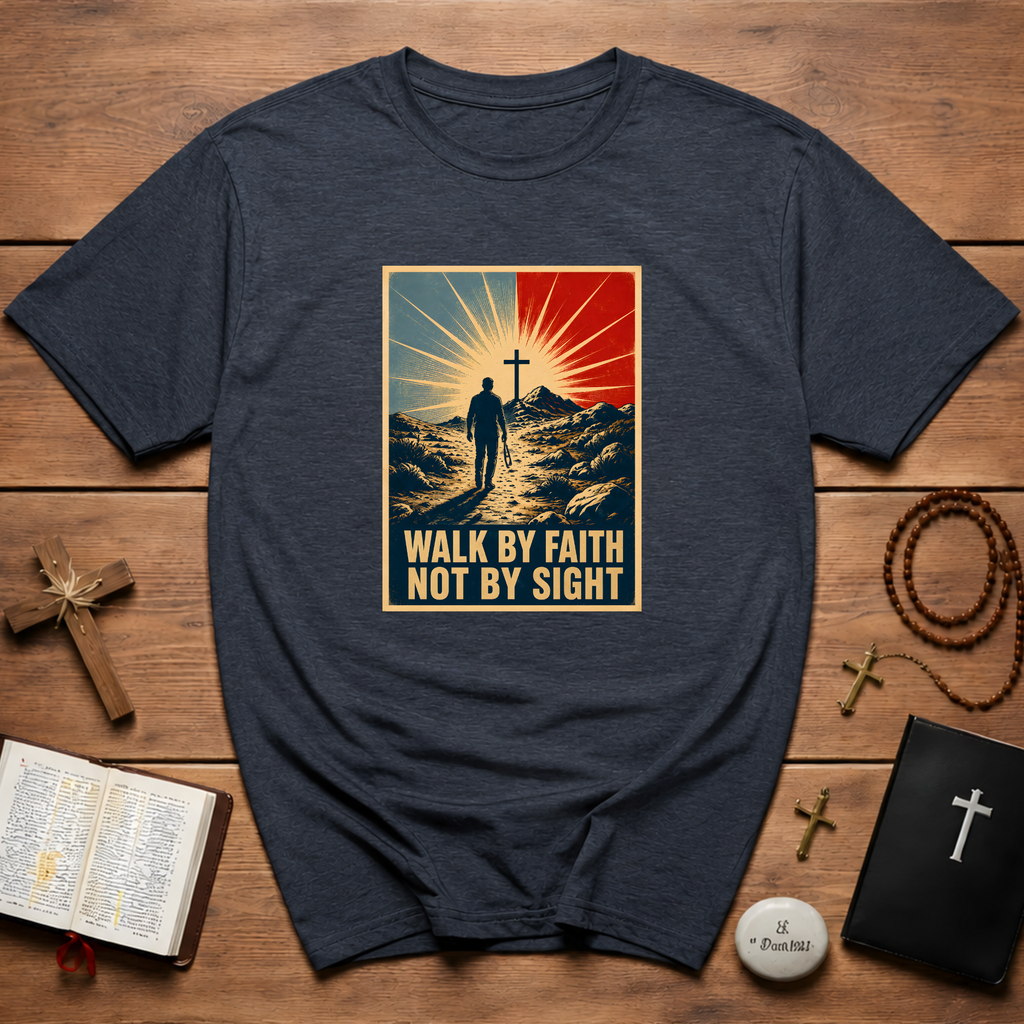 Walk By Faith Not By Sight Retro Poster T-Shirt