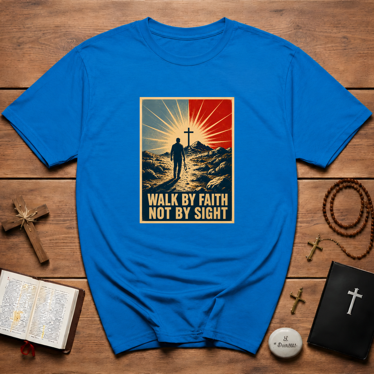 Walk By Faith Not By Sight Retro Poster T-Shirt