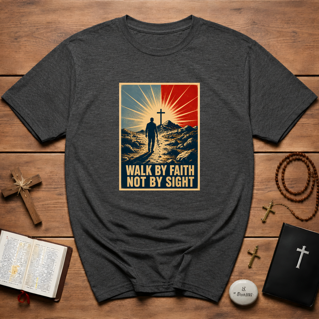 Walk By Faith Not By Sight Retro Poster T-Shirt