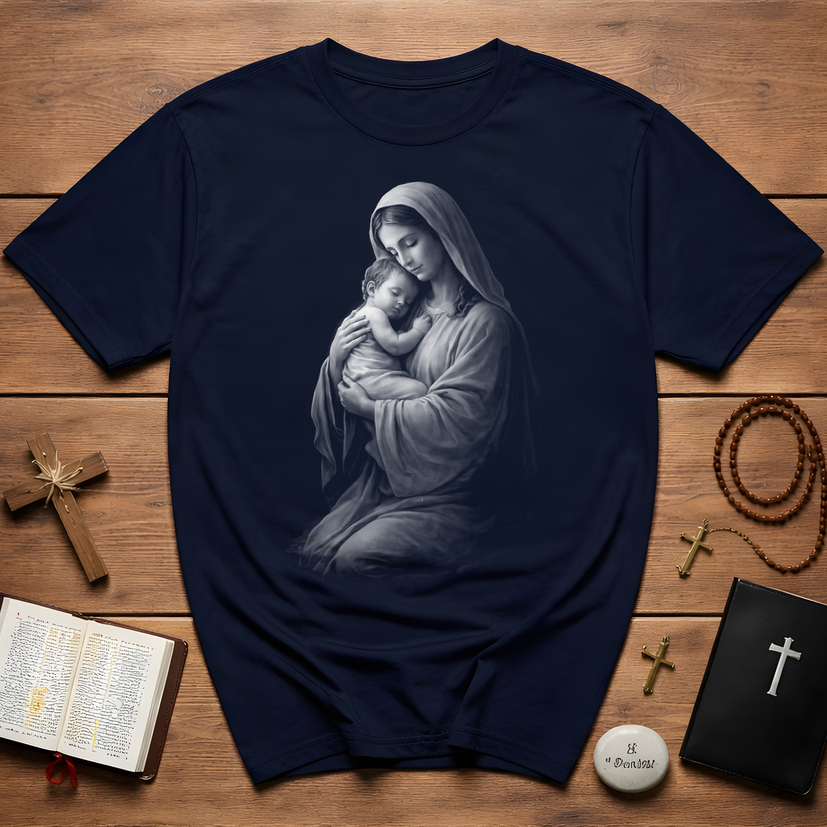 Virgin Mary Holding Baby Jesus T-Shirt