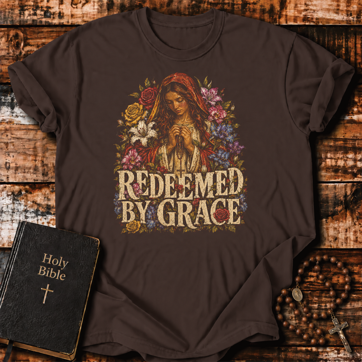 Floral Redeemed By Grace T-Shirt