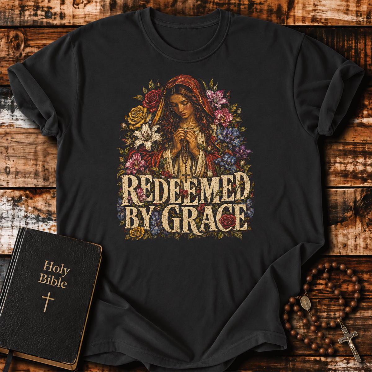 Floral Redeemed By Grace T-Shirt