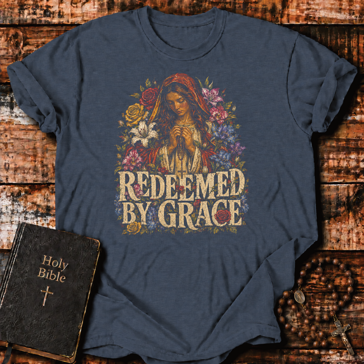 Floral Redeemed By Grace T-Shirt