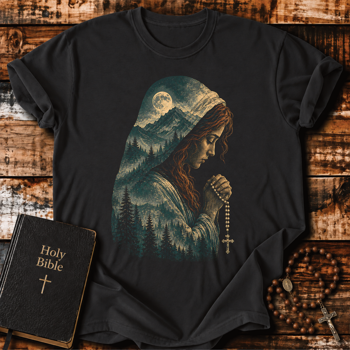 Praying Woman Rosary T-Shirt