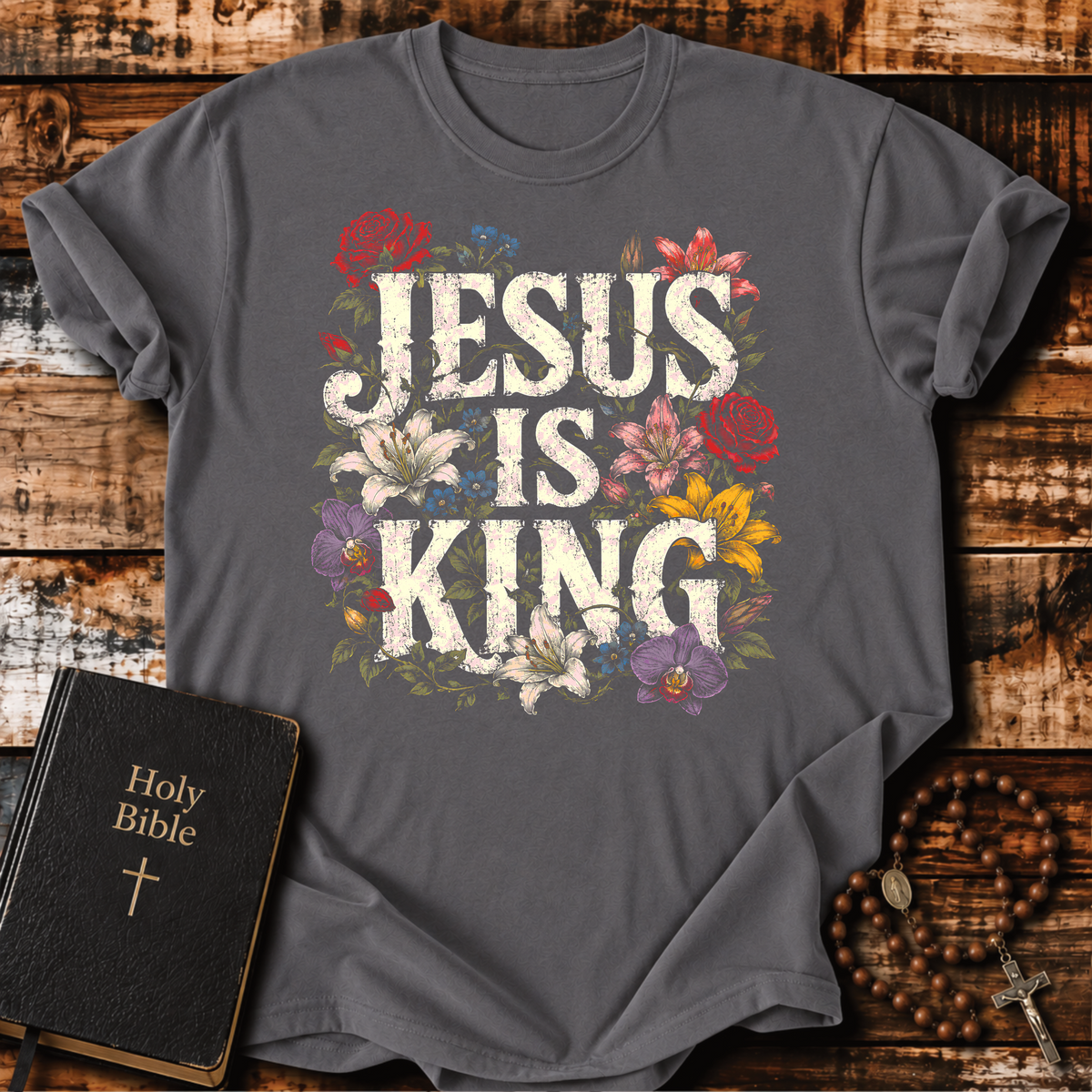 Jesus Is King Floral T-Shirt