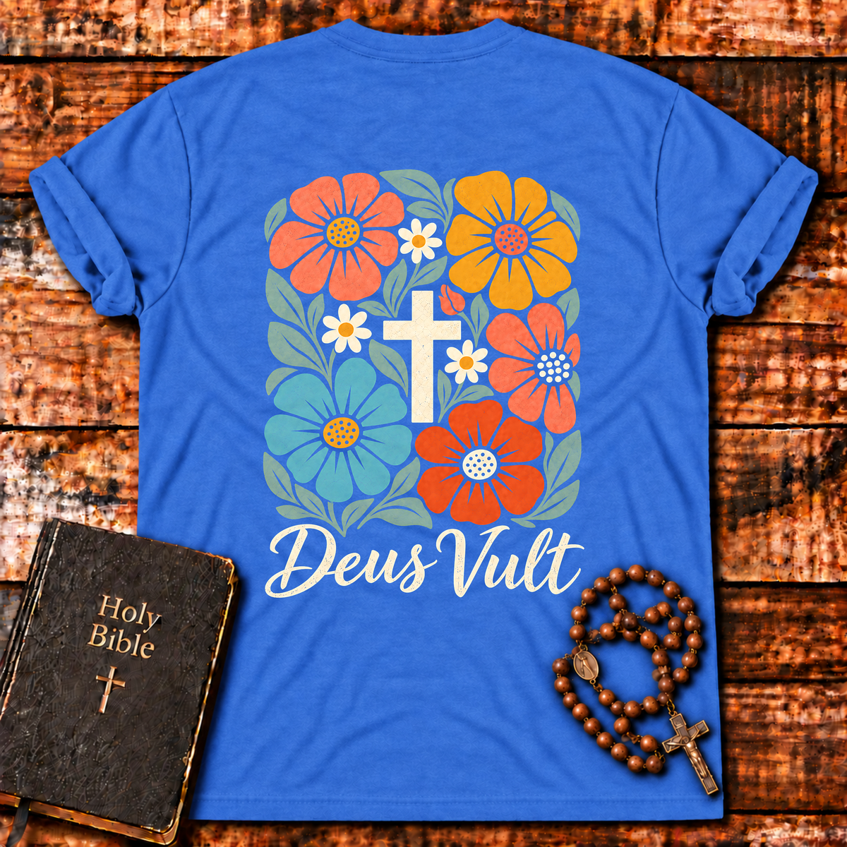 Deus Vult Floral Cross T-Shirt