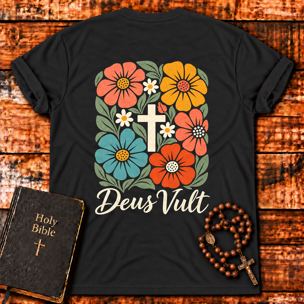 Deus Vult Floral Cross T-Shirt