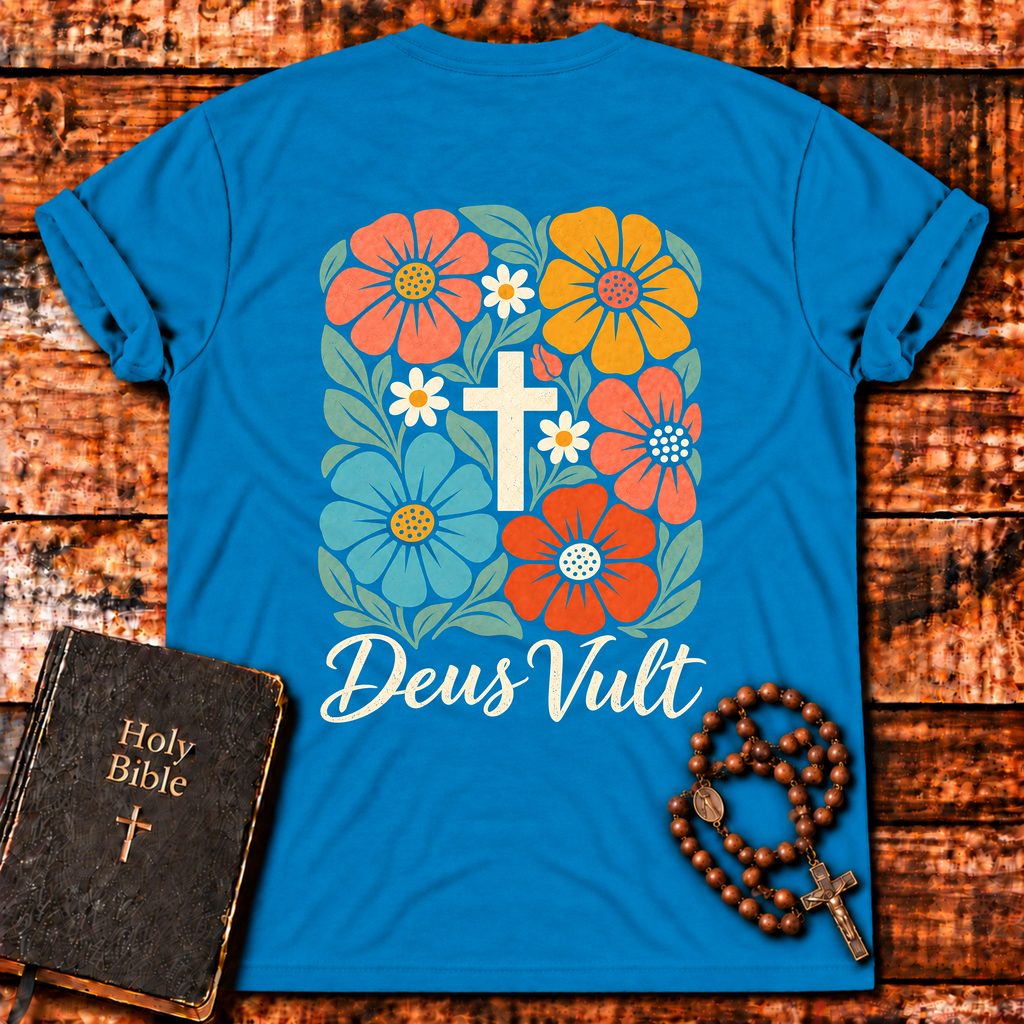 Deus Vult Floral Cross T-Shirt