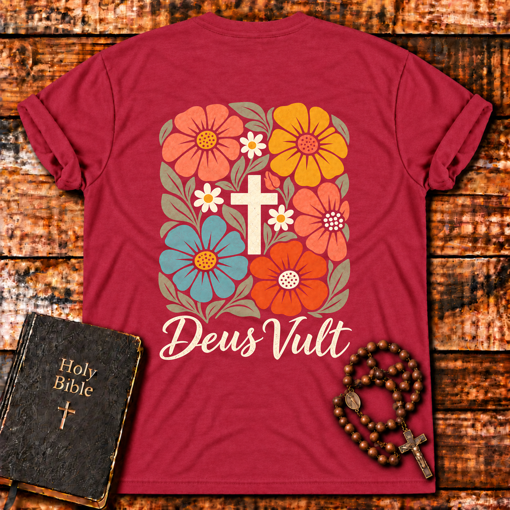 Deus Vult Floral Cross T-Shirt
