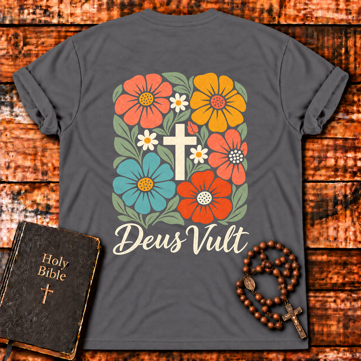 Deus Vult Floral Cross T-Shirt