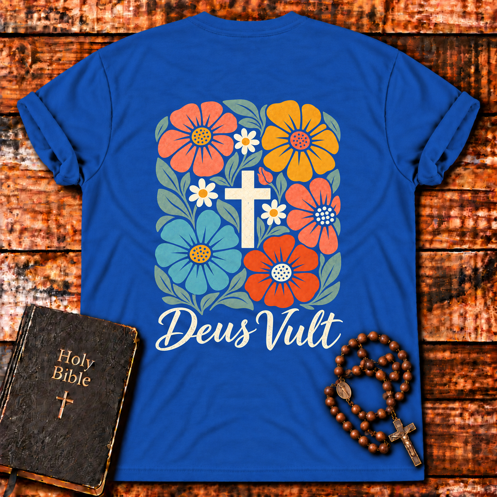 Deus Vult Floral Cross T-Shirt