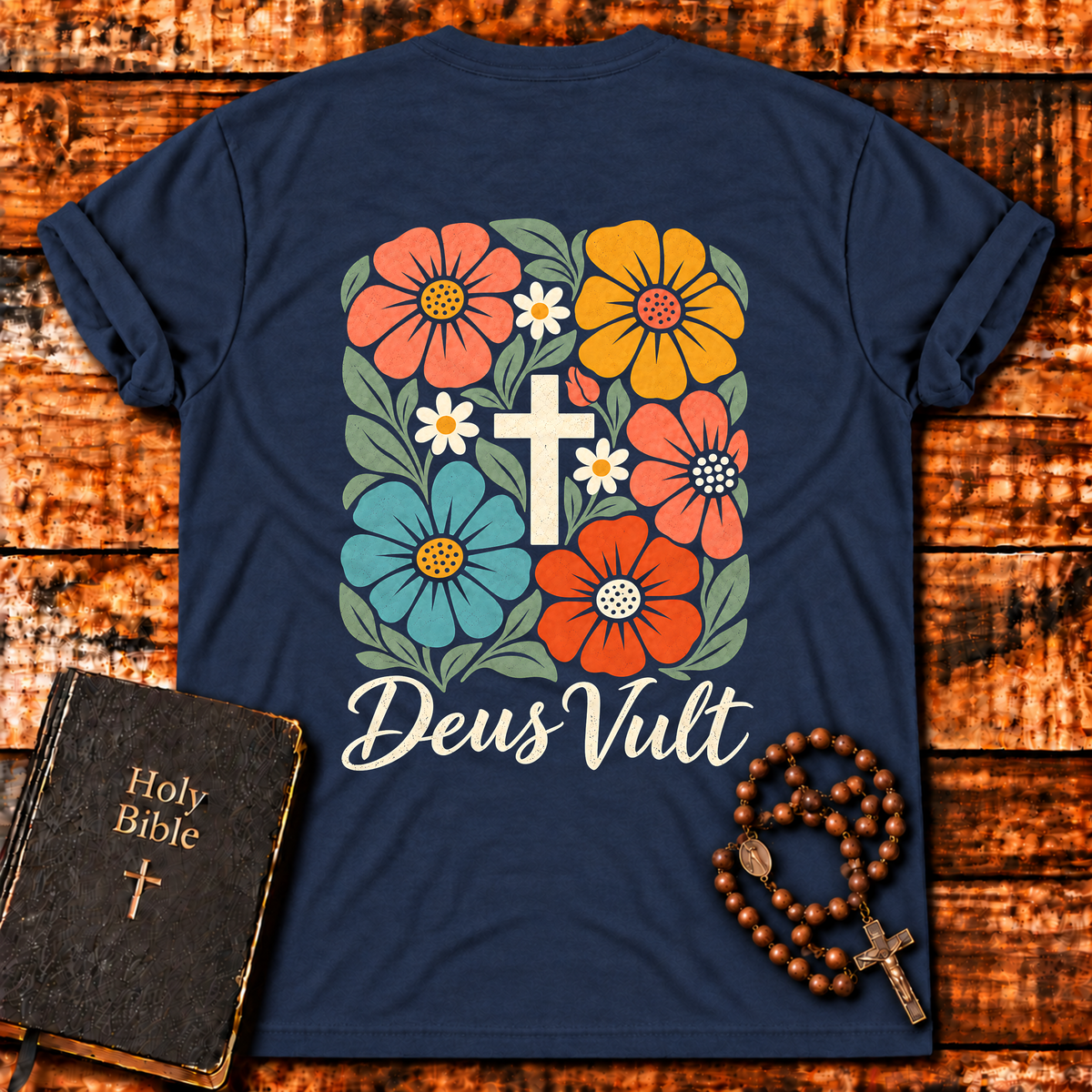 Deus Vult Floral Cross T-Shirt