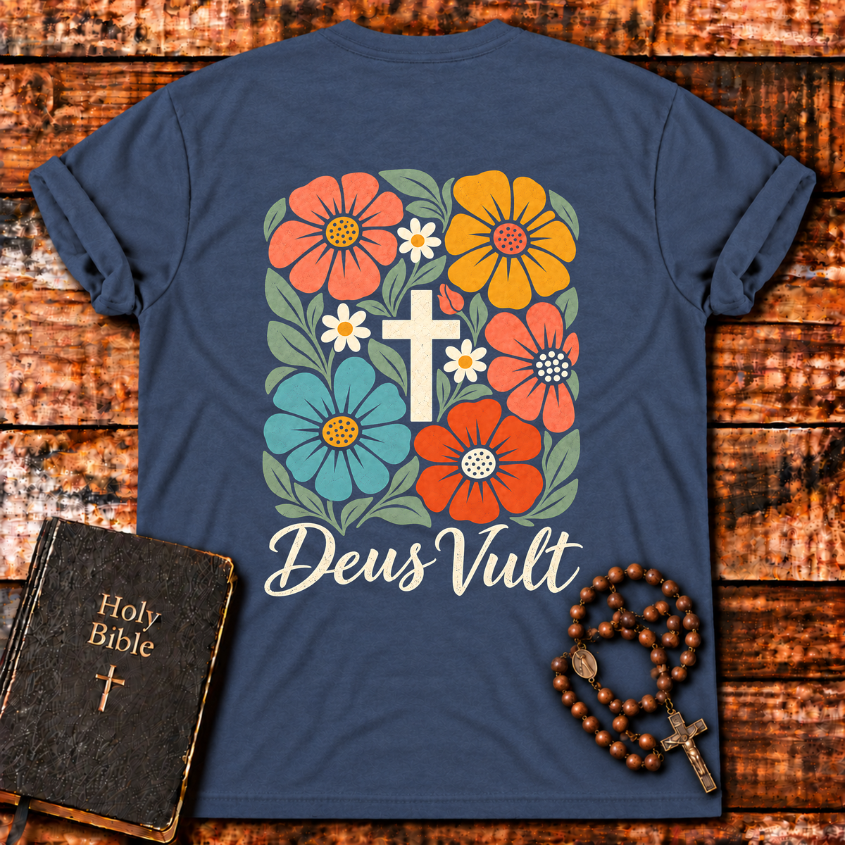 Deus Vult Floral Cross T-Shirt