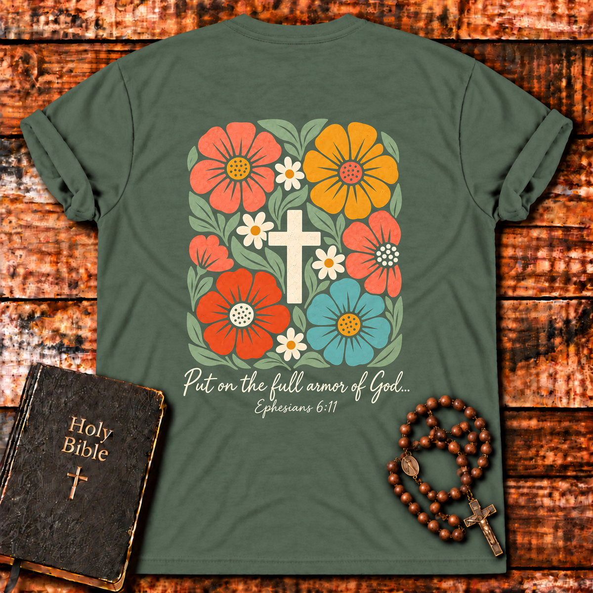 Full Armor Of God Floral T-Shirt
