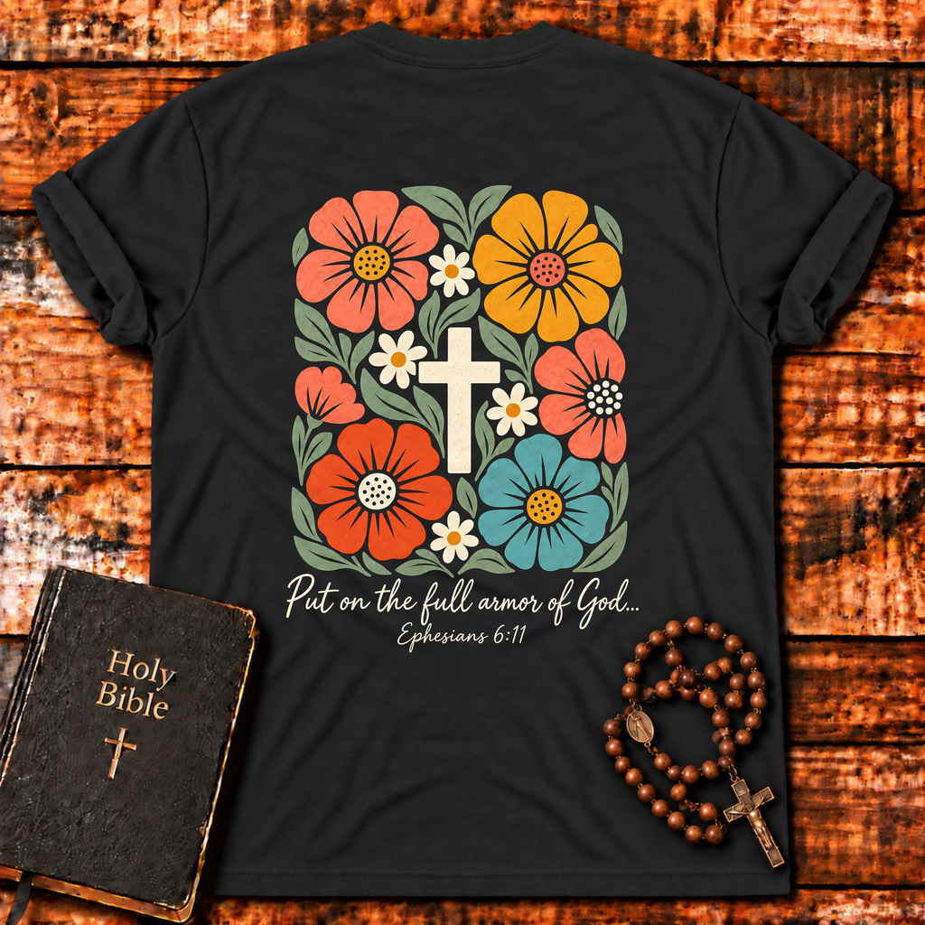 Full Armor Of God Floral T-Shirt