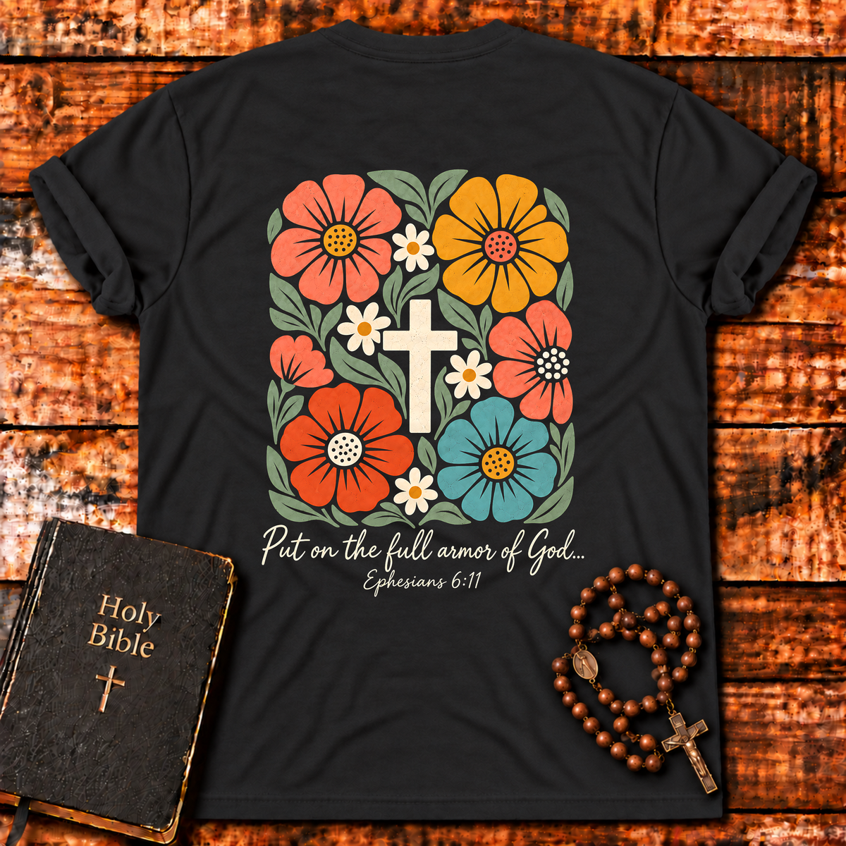 Full Armor Of God Floral T-Shirt
