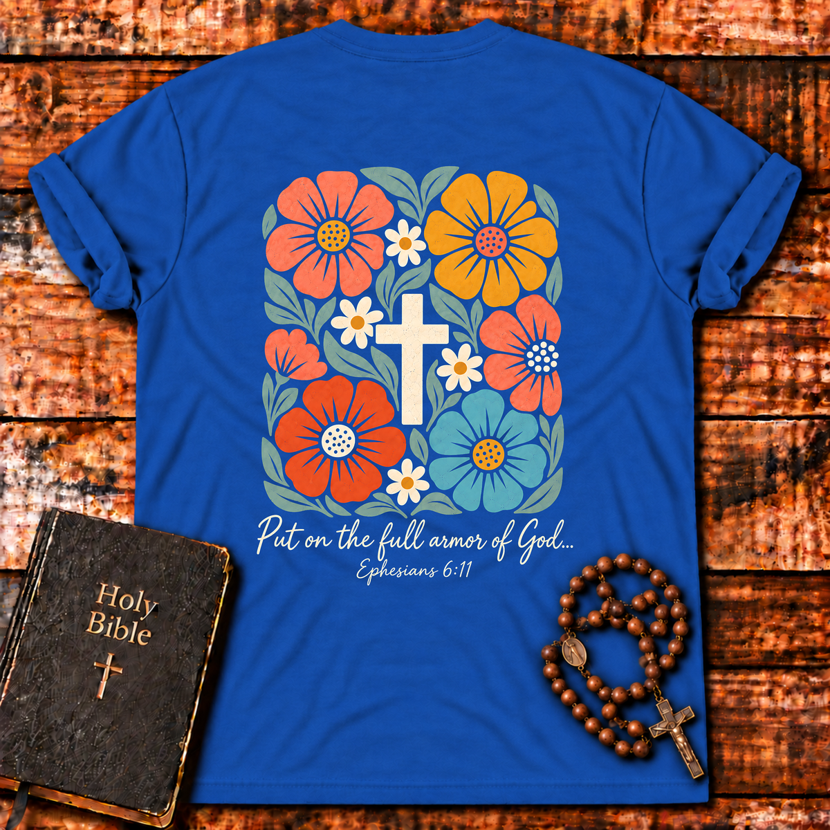 Full Armor Of God Floral T-Shirt